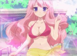 Rule 34 | 1girl, animated, animated gif, baka to test to shoukanjuu, bikini, bouncing breasts, breasts, cleavage, himeji mizuki, large breasts, long hair, pink hair, solo, swimsuit