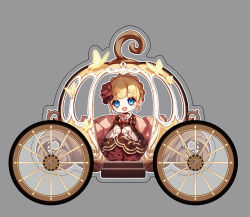 Rule 34 | 1girl, aluce, beatrice (umineko), blonde hair, blue eyes, blush, braid, bug, butterfly, car, chibi, crown braid, dress, female focus, flower, french braid, full body, grey background, hair ornament, hand on lap, happy, insect, long dress, looking at viewer, motor vehicle, necktie, open mouth, pillow, shiny clothes, shiny skin, simple background, sitting, smile, solo, umineko no naku koro ni, vehicle focus, wheel
