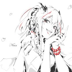 Rule 34 | 1girl, arknights, earrings, greyscale, highres, jewelry, khrnnfz, monochrome, nian (arknights), pointy ears, sharp teeth, sharp tongue, simple background, sketch, solo, teeth, tongue, tongue out, white background