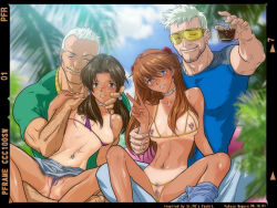 Rule 34 | 2boys, 2girls, age difference, bare legs, bare shoulders, barefoot, bikini, bikini bottom aside, bikini tan, blue eyes, blue shirt, blue sky, blurry, blush, bra, breastless clothes, breasts, brown eyes, brown hair, censored, choker, clitoris piercing, clitoris ring, clothing aside, cloud, collarbone, crotch, crotchless, crotchless panties, crotchless swimsuit, cupless bra, day, depth of field, drink, ear piercing, earrings, facial hair, female pubic hair, forced, freckles, glass, green shirt, hairy, hand on another&#039;s face, hand on shoulder, head tilt, holding, horaki hikari, jewelry, leaf, legs, long hair, looking at viewer, male hand, manly, medium breasts, meguro fukuzou, micro bikini, mosaic censoring, multiple boys, multiple girls, navel, navel piercing, neon genesis evangelion, nervous, nipple piercing, nipple rings, nippleless clothes, nipples, no shirt, one-piece tan, open fly, outdoors, panties, pants, pants around one leg, piercing, plant, pubic hair, purple bikini, pussy, pussy piercing, raglan sleeves, shiny skin, shirt, sitting, sitting on person, skindentation, skinny, skirt, sky, smile, souryuu asuka langley, spread legs, stubble, sunglasses, swimsuit, swimsuit under clothes, tan, tanline, text focus, tree, uncensored, underwear, unzipped, v, yellow bra, yellow panties