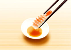 Rule 34 | chopsticks, dipping, enonnbo, food, food focus, no humans, original, plate, shadow, still life, sushi