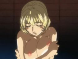 Rule 34 | 00s, 1girl, animated, animated gif, bible black, blonde hair, blush, bouncing breasts, breasts, covered erect nipples, closed eyes, jody crowley, large breasts, nipples, self hug, shin bible black, short hair, solo focus