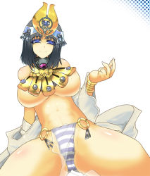 Rule 34 | 00s, 1girl, ancient princess menace, aoguu, bad id, bad pixiv id, black hair, blue eyes, breasts, huge breasts, menace (queen&#039;s blade), menace (queen's blade), panties, queen&#039;s blade, revealing clothes, short hair, smile, solo, underboob, underwear