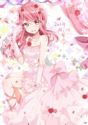 Rule 34 | 1girl, absurdres, artist name, artist request, balloon, bare shoulders, bird, blush, bow, cherry blossoms, dress, elbow gloves, female focus, flower, gloves, hair flower, hair ornament, highres, jewelry, lace, lace-trimmed gloves, lace trim, long hair, looking at viewer, love live!, love live! school idol festival, love live! sunshine!!, necklace, nekomeron, overskirt, pearl necklace, petals, pink flower, pink rose, red hair, ribbon, rose, sakurauchi riko, skirt hold, smile, solo, sparkle, tiara, wedding dress, white bow, white dress, white flower, white gloves, white rose, wrist ribbon, yellow eyes
