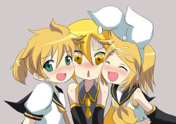 Rule 34 | 1boy, 2girls, akita neru, blonde hair, brother and sister, family, kagamine len, kagamine rin, long hair, multiple girls, sandwiched, siblings, sisters, twins, vocaloid