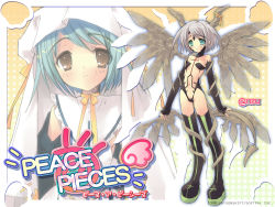 Rule 34 | anzu, flat chest, green eyes, grey hair, highres, horns, ito noizi, navel, peace@pieces, thighhighs, wings