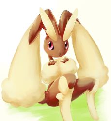 Rule 34 | 1girl, :&lt;, animal nose, blush, body fur, brown fur, closed mouth, creatures (company), female focus, full body, furry, furry female, game freak, gen 4 pokemon, grass, hands up, highres, ka-neito, knees up, light blush, looking to the side, lopunny, nintendo, on ground, one-hour drawing challenge, own hands together, pink eyes, pokemon, pokemon (creature), rabbit ears, rabbit girl, rabbit tail, simple background, sitting, solo, two-tone fur, white background, yellow fur