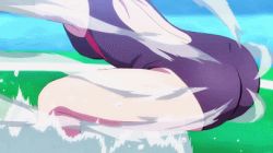 Rule 34 | 10s, 3girls, animated, animated gif, ass, black hair, blue hair, brown hair, competition swimsuit, hip attack, kaminashi nozomi, keijo!!!!!!!!, kotone fujisaki, lowres, mikawa rei, multiple girls, one-piece swimsuit, subtitled, swimsuit, water