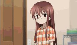 Rule 34 | 1girl, a channel, animated, animated gif, brown hair, child, female focus, glasses, long hair, lowres, red eyes, screencap, solo, tennouji nagisa, twintails