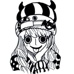 Rule 34 | 1girl, :p, animal hat, beanie, hand on own face, hat, monochrome, mouth mask, one piece, outline, perona, polka dot, solo, surgical mask, tongue, tongue out