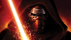 Rule 34 | artist request, damaged, energy, energy sword, epic, gradient background, helmet, hood, kylo ren, lens flare, lightsaber, looking at viewer, mask, official art, promotional art, realistic, science fiction, sith, solo, sparks, star wars, star wars: the force awakens, sword, weapon