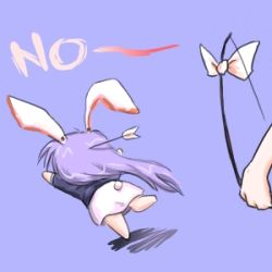 Rule 34 | 2girls, animal ears, arrow (projectile), arrow in body, arrow in head, artist request, blue background, bow (weapon), chibi, cruelty to animals, female focus, lowres, multiple girls, object through head, rabbit ears, rabbit tail, reisen udongein inaba, running, simple background, touhou, weapon, yagokoro eirin