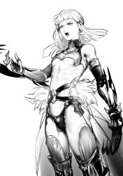 Rule 34 | 1girl, bad id, bad pixiv id, bare shoulders, blunt bangs, breasts, changye, elbow gloves, fate/grand order, fate (series), gauntlets, gloves, greyscale, monochrome, penthesilea (fate), sidelocks, sketch, solo, thighhighs, underboob