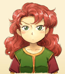 Rule 34 | 1girl, breasts, commentary request, curly hair, dragon quest, dragon quest vii, green eyes, long hair, looking at viewer, maribel (dq7), red hair, solo