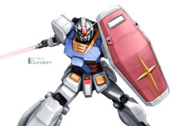 Rule 34 | character name, copyright name, energy sword, gundam, mecha, mobile suit gundam, robot, rx-78-2, shield, simple background, sword, tect, weapon