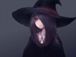 Rule 34 | 10s, 1girl, hair over one eye, hat, little witch academia, md5 mismatch, rebyo, self-upload, simple background, solo, sucy manbavaran, witch, witch hat