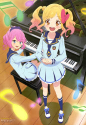 Rule 34 | 2girls, absurdres, blonde hair, grand piano, highres, instrument, multiple girls, official art, open mouth, piano
