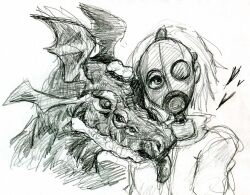 Rule 34 | devidramon, digimon, digimon (creature), gas mask, mask, original, tongue, tongue out, wings