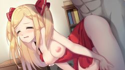 Rule 34 | ass, bent over, blonde hair, breasts, clothes lift, clothes pull, dress, dress lift, dress pull, closed eyes, game cg, long hair, medium breasts, nipples, sex, twintails