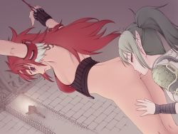 Rule 34 | 2girls, anilingus, armpits, arms up, ass, bdsm, blush, bondage, bottomless, bound, echidna (queen&#039;s blade), elf, femdom, green hair, multiple girls, oral, pointy ears, purple eyes, queen&#039;s blade, red eyes, red hair, risty (queen&#039;s blade), third-party edit, yuri
