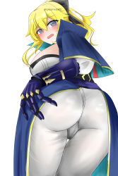 Rule 34 | 1girl, absurdres, artist request, ass, ass focus, blonde hair, blue eyes, blush, bow, breasts, cameltoe, embarrassed, from behind, from below, gauntlets, genshin impact, hair bow, highres, huge ass, jean (genshin impact), large breasts, long hair, looking at viewer, looking down, open mouth, pants, ponytail, shiny clothes, shiny skin, sideboob, solo, tailcoat, tight clothes, tight pants