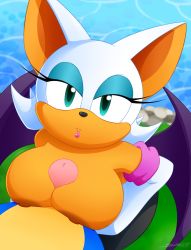Rule 34 | 1boy, 1girl, blue eyes, breasts, furry, large breasts, looking at viewer, penis, pov, rouge the bat, sex, slickehedge, sonic the hedgehog, sonic (series), topless