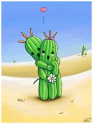 Rule 34 | blue sky, blush stickers, cactus, couple, desert, final fantasy, flower, heart, hug, hug from behind, lowres, no humans, outdoors, pebbles, ribbon, sabotender, sand, sky