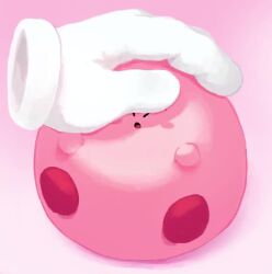 Rule 34 | animated, blush stickers, colored skin, creature, disembodied hand, gradient background, kirby, kirby&#039;s dream buffet, kirby (series), looping animation, lowres, nintendo, no humans, open mouth, petting, pink skin, solid oval eyes, suyasuyabi, video