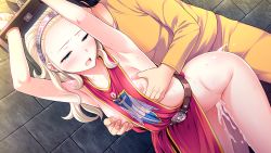 Rule 34 | 1boy, 1girl, anlucea, armpits, arms up, artist request, bare shoulders, belt, belt buckle, bent over, blonde hair, blue eyes, blush, bound, bound wrists, breasts, buckle, clenched hands, clothed sex, cum, cum overflow, dragon quest, dragon quest x, dungeon, eyebrows, facing viewer, game cg, grabbing, grabbing another&#039;s breast, hairband, half-closed eyes, hetero, long hair, medium breasts, mole, mole under mouth, nipple stimulation, nipple tweak, nipples, no panties, open mouth, rape, restrained, sex, sex from behind, shiny skin, solo focus, source request, surcoat, sweat, tagme, tears, wall