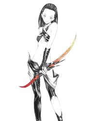 Rule 34 | 1girl, double-blade, long hair, magic: the gathering, midriff, slit pupils, solo, sousou (sousouworks), sword, weapon