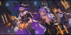 Rule 34 | 6+girls, absurdres, artist name, azur lane, black legwear, blonde hair, blue eyes, boots, breasts, brown hair, candle, character request, cleavage, commentary request, dress, duplicate, ghost, halloween, halloween bucket, halloween costume, hat, headgear, highres, illustrious (azur lane), large breasts, long hair, mole, mole under eye, multiple girls, ning hai (azur lane), ping hai (azur lane), pink hair, purple eyes, purple hair, swd3e2, thighhighs, trick or treat, unicorn (azur lane), vampire, vauquelin (azur lane), victorious (azur lane), white hair, witch, witch hat