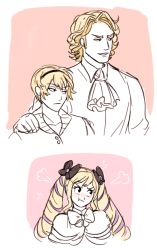 Rule 34 | 1girl, 2boys, blonde hair, bow, brother and sister, elise (fire emblem), family, fire emblem, fire emblem fates, leo (fire emblem), long hair, multiple boys, nintendo, partially colored, short hair, siblings, twintails, xander (fire emblem)