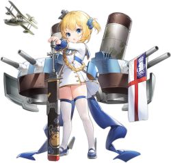 Rule 34 | 1girl, :o, aircraft, aircraft request, airplane, artist request, azur lane, biplane, blonde hair, blue bow, blue eyes, blue ribbon, bow, braid, cannon, coat dress, flag, full body, gold trim, hair bow, hair ornament, highres, little renown (azur lane), long hair, long sleeves, looking at viewer, mary janes, military, military uniform, official art, one side up, open mouth, renown (azur lane), ribbon, royal navy (emblem) (azur lane), rudder footwear, shoes, single braid, smokestack, solo, standing, sword, thighhighs, transparent background, turret, uniform, v-shaped eyebrows, weapon, white thighhighs, aged down, zettai ryouiki