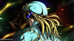 Rule 34 | 1boy, bandage on face, bandages, bandaid, bandaid on face, blonde hair, blue eyes, diego brando, dio brando&#039;s pose (jojo), glasgow smile, gloves, glowing, glowing eyes, green hat, green shirt, hat, helmet, highres, jojo no kimyou na bouken, male focus, noonvincent, scary monsters (stand), shirt, solo, stand (jojo), steel ball run, sweater, turtleneck, turtleneck sweater