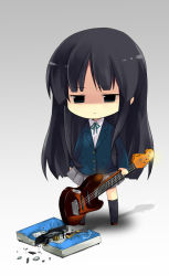 Rule 34 | 1girl, akiyama mio, bad id, bad pixiv id, bass guitar, black hair, chibi, instrument, k-on!, long hair, solo, ura-kata, urakata hajime, weighing scale
