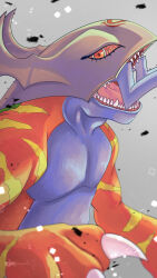 Rule 34 | 1other, digimon, digimon (creature), grey background, highres, looking at viewer, other focus, sethmon, solo