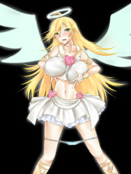 Rule 34 | 10s, angel, bad anatomy, blush, grabbing another&#039;s breast, breasts, cleavage, grabbing, halo, large breasts, naughty face, otogi (s in w), panties, panty &amp; stocking with garterbelt, panty (psg), smile, underwear, wings