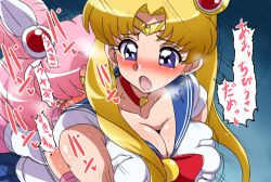 Rule 34 | 2girls, bishoujo senshi sailor moon, blonde hair, blush, breasts, chibi usa, cleavage, doggystyle, futa with female, futanari, grabbing, grabbing from behind, groping, heavy breathing, highres, implied futanari, incest, meme, moaning, mother and daughter, multiple girls, open mouth, pink hair, sailor chibi moon, sailor collar, sailor moon, sailor moon redraw challenge (meme), sex, sex from behind, shichuu katsu, translation request, tsukino usagi, twintails