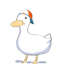 Rule 34 | animal, animal focus, bird, duck, dyun, hololive, no humans, red headwear, simple background, standing, subaru duck, virtual youtuber, white background, white headwear
