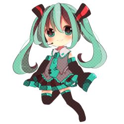 Rule 34 | 1girl, aqua eyes, aqua hair, bad id, bad pixiv id, chibi, detached sleeves, hatsune miku, heart, heart-shaped pupils, long hair, looking at viewer, necktie, rinndouk, simple background, skirt, smile, solo, symbol-shaped pupils, thighhighs, transparent background, twintails, vocaloid