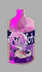 Rule 34 | 1202 koge, 1boy, :d, bandana, blood, bottle, buttons, commentary, danganronpa (series), danganronpa v3: killing harmony, full body, grey background, helmet, holding, in bottle, in container, jacket, long sleeves, male focus, oma kokichi, open mouth, pants, pink blood, planet, simple background, smile, solo, space helmet, submerged, translation request, underwater, white jacket, white pants