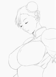 Rule 34 | 10s, 1girl, animated, animated gif, blinking, bouncing breasts, breasts, bun cover, capcom, china dress, chinese clothes, chun-li, close-up, covered erect nipples, double bun, dress, female focus, hair bun, large breasts, lineart, looping animation, monochrome, nipples, no bra, puffy short sleeves, puffy sleeves, redlight, short sleeves, solo, street fighter, third-party edit, upper body