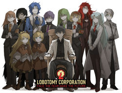 Rule 34 | 6+boys, 6+girls, angela (project moon), ayin (project moon), binah (project moon), black hair, black shirt, black suit, blonde hair, blouse, blue hair, blue neckwear, brown hair, chesed (project moon), collared shirt, copyright name, formal, gebura (project moon), green hair, green neckwear, hair between eyes, hod (project moon), hokma (project moon), kankan33333, lobotomy corporation, long hair, looking at viewer, malkuth (project moon), mole, mole under eye, monocle chain, multiple boys, multiple girls, necktie, netzach (project moon), open mouth, own hands clasped, own hands together, project moon, purple hair, red neckwear, shirt, silver hair, suit, tagme, tiphereth a (project moon), tiphereth b (project moon), white shirt, yesod (project moon)