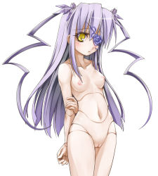 Rule 34 | 00s, 1girl, barasuishou, blush, breasts, cowboy shot, doll, doll joints, eyepatch, hair ornament, joints, long hair, medium breasts, navel, nipples, nude, purple hair, pussy, rozen maiden, sasa ichi, small breasts, solo, twintails, two side up, uncensored, yellow eyes