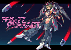 Rule 34 | 1girl, absurdres, ag 00000, breasts, character name, cleavage, cleavage cutout, clothing cutout, elbow gloves, fingerless gloves, floating, funnels (gundam), gloves, green eyes, green hair, grey gloves, grey leotard, grey thighhighs, gun, gundam, gundam pharact, gundam suisei no majo, headgear, highres, humanization, large breasts, leotard, letterboxed, long hair, looking at viewer, low ponytail, mecha musume, armored boots, navel, rifle, science fiction, smile, sniper rifle, solo, space, stomach cutout, thighhighs, trigger discipline, v-fin, v-shaped eyebrows, very long hair, weapon