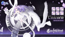 Rule 34 | 1girl, ahoge, azur lane, bare shoulders, bird, blush, breasts, character name, choker, cleavage, collarbone, commentary, copyright name, dove, dress, english commentary, english text, expressions, feathered wings, feathers, flight deck, flower, full body, gloves, hair ribbon, highres, holding, holding instrument, instrument, kaede (yumesaki kaede), logo, long hair, lying, official alternate costume, official art, on back, pantyhose, parted lips, piano, piano keys, ponytail, promotional art, purple eyes, purple flower, purple hair, ribbon, second-party source, see-through, shoes, side ponytail, single wing, sleeveless, sleeveless dress, small breasts, solo, strapless, strapless dress, stuffed animal, stuffed toy, stuffed winged unicorn, trumpet, twintails, unicorn (azur lane), unicorn (blissful movement) (azur lane), white bird, white dress, white feathers, white footwear, white gloves, white pantyhose, white wings, wings