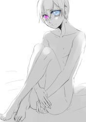 1boy artist_request ass bare_legs bed ciel_phantomhive completely_nude earrings eyepatch jewelry knees kuroshitsuji legs looking_at_viewer male_focus nude on_bed pentagram short_hair shota sitting skinny solo source_request square_enix