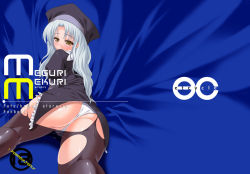Rule 34 | 00s, 1girl, all fours, ass, black dress, caren hortensia, cle masahiro, dress, fate/hollow ataraxia, fate/stay night, fate (series), hat, panties, pantyhose, solo, torn clothes, torn pantyhose, underwear, wallpaper, white panties