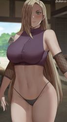 Rule 34 | 1girl, absurdres, bare shoulders, blonde hair, blue eyes, blush, breasts, earrings, hair over one eye, highres, jewelry, large breasts, long hair, naruto: the last, naruto (series), navel, oroborus, panties, smile, tagme, thick thighs, thighs, underwear, very long hair, yamanaka ino