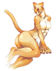 Rule 34 | 1girl, breasts, cat, extra breasts, furry, michizuki, no nipples, simple background, tail, tongue